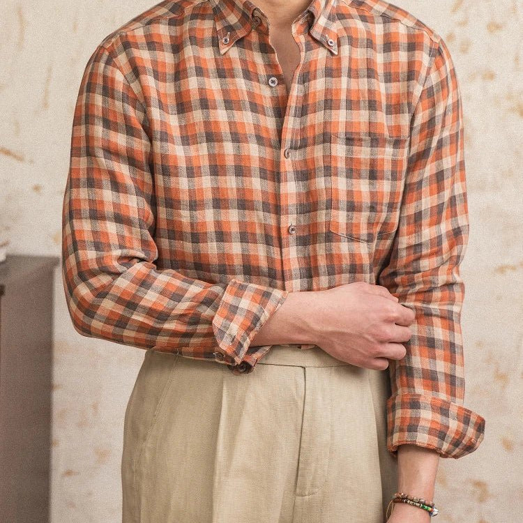 Retro american plaid long sleeve shirt - Antonios