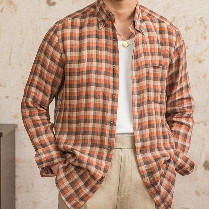 Retro american plaid long sleeve shirt - Antonios