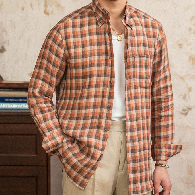 Retro american plaid long sleeve shirt - Antonios