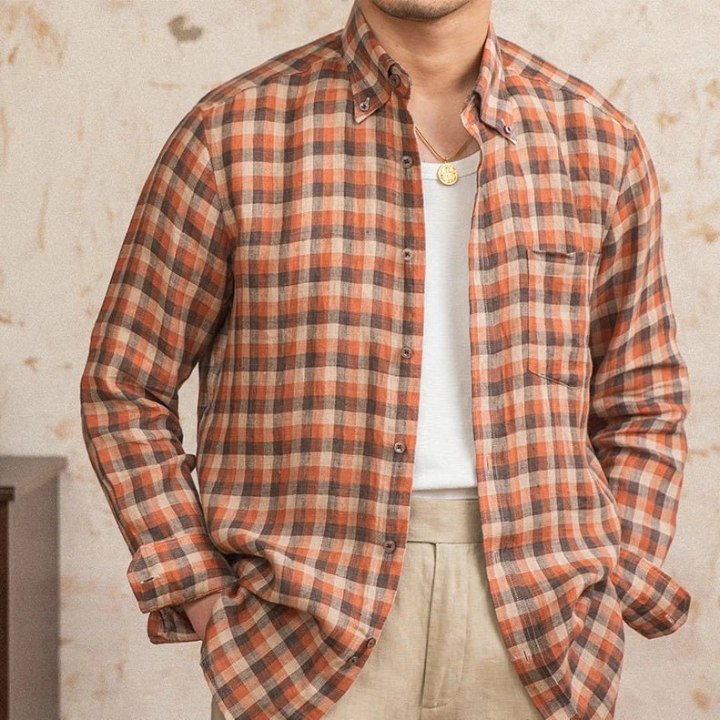 Retro american plaid long sleeve shirt - Antonios
