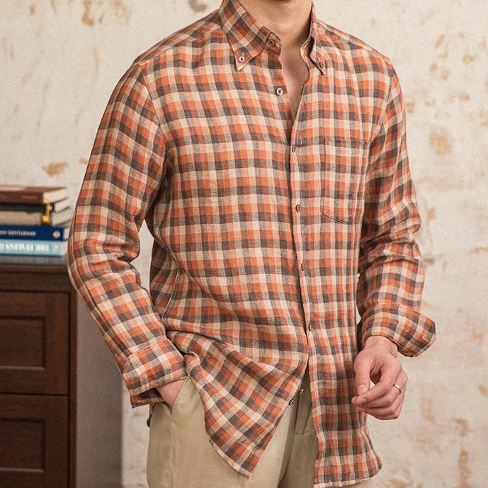 Retro american plaid long sleeve shirt - Antonios