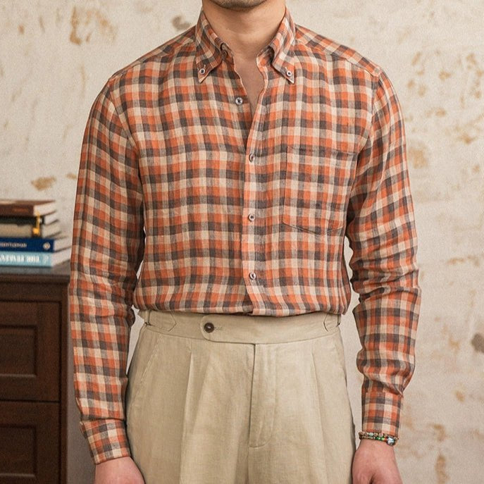 Retro american plaid long sleeve shirt - Antonios