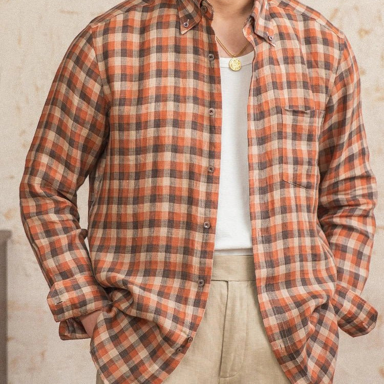 Retro american plaid long sleeve shirt - Antonios
