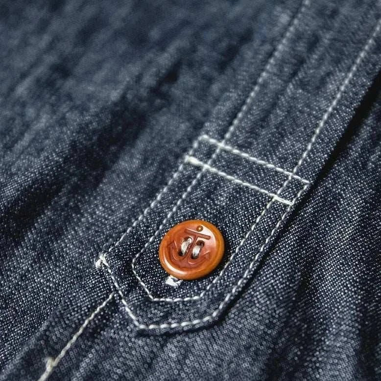 RETRO denim solid long - sleeve shirt - Antonios