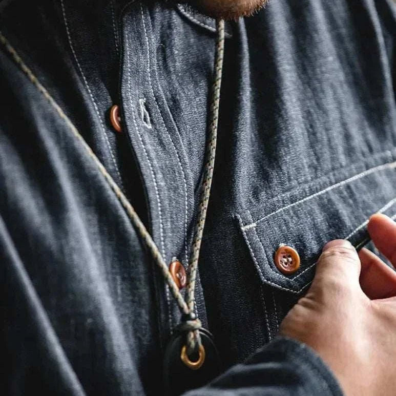 RETRO denim solid long - sleeve shirt - Antonios