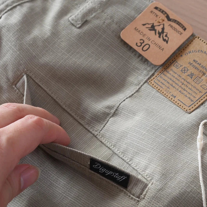 Retro linen elastic casual pants - Antonios