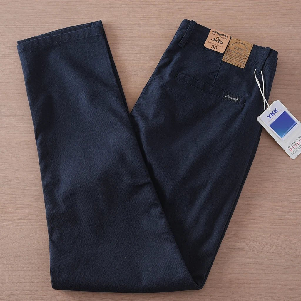 Retro linen elastic casual pants - Antonios