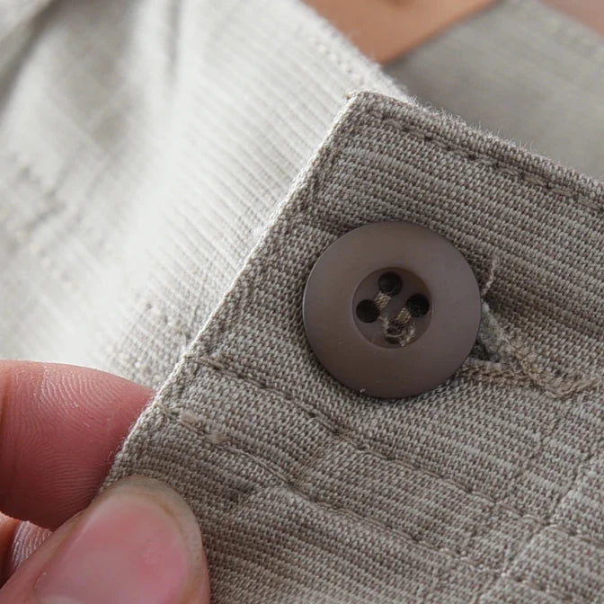 Retro linen elastic casual pants - Antonios