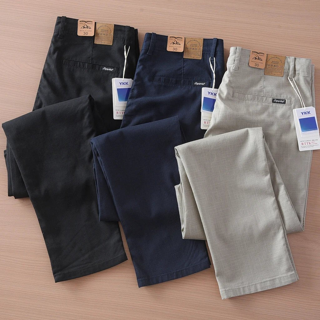 Retro linen elastic casual pants - Antonios