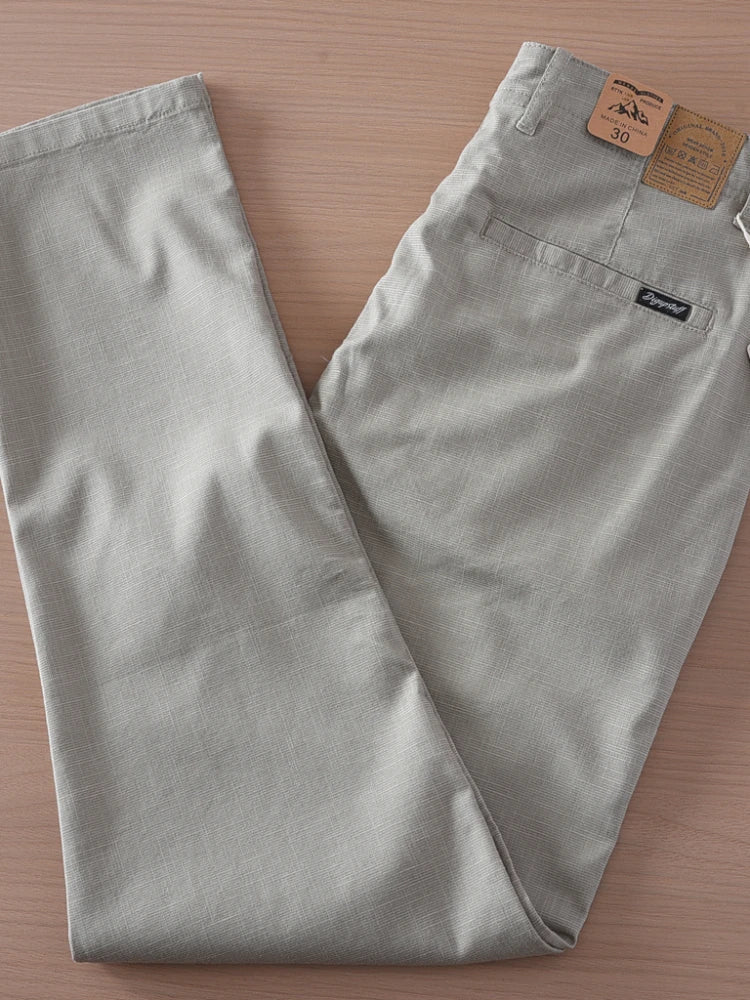 Retro linen elastic casual pants - Antonios