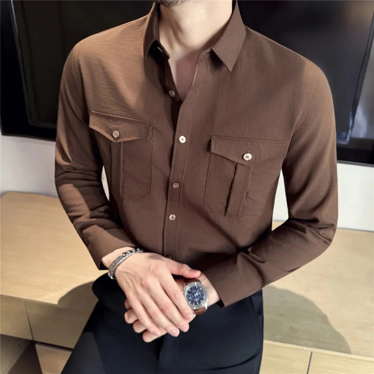 Ronald double chest pockets shirt - Antonios