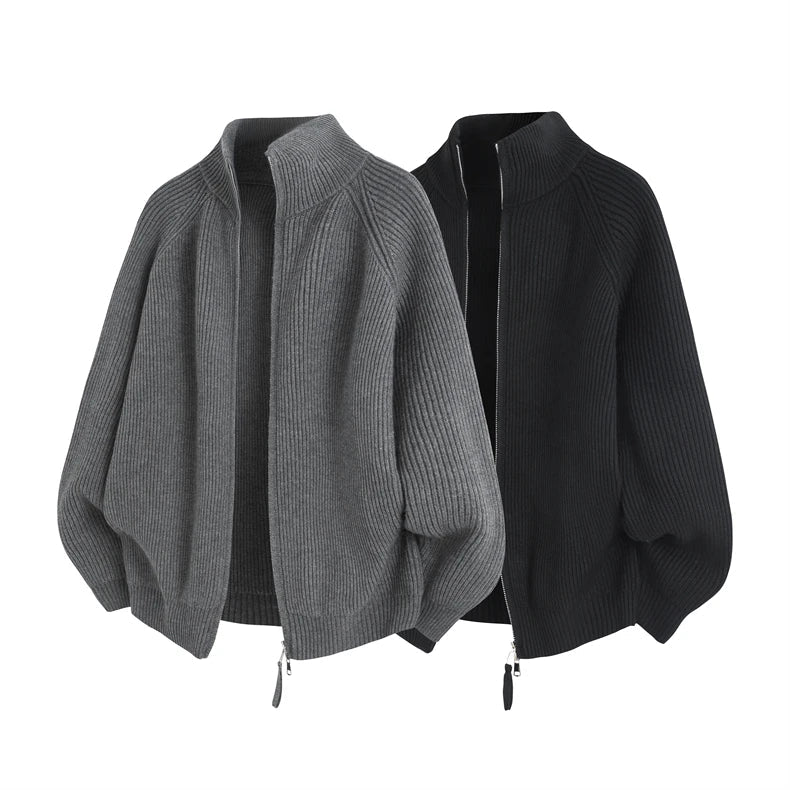 Ronald zip - front knit sweater - Antonios