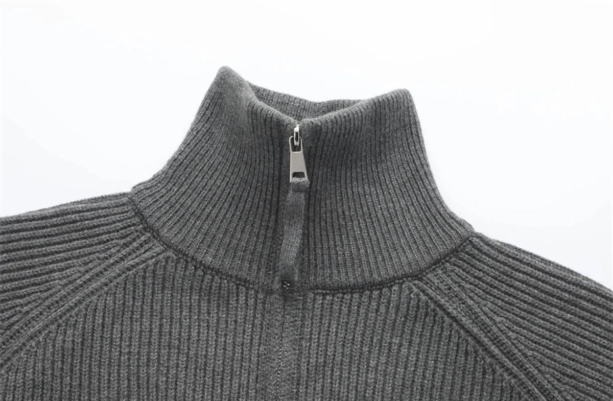 Ronald zip - front knit sweater - Antonios