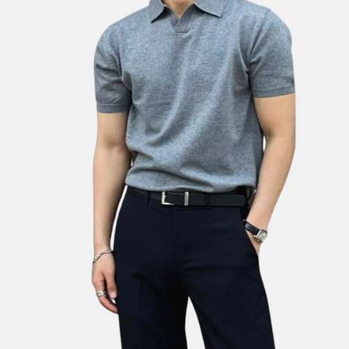 LUX Polo T-shirt in gray with a comfortable, stylish fit suitable for formal and business settings.