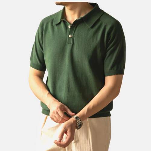 Vintage T-Shirt Premium Cotton for men in green, classic design, short-sleeve, formal and casual wear.