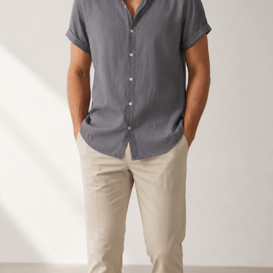 Short-sleeved cotton summer golf t-shirt - AntoniosClothing - Grey