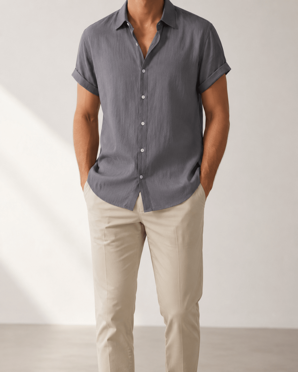 Short-sleeved cotton summer golf t-shirt - AntoniosClothing - Grey