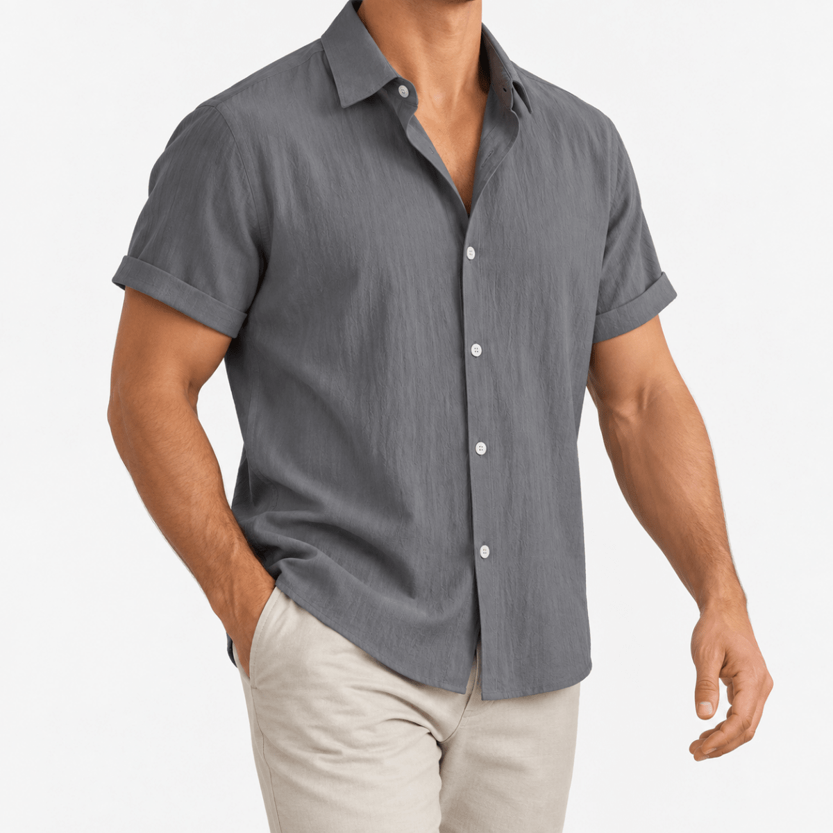 Short-sleeved cotton summer golf t-shirt - AntoniosClothing - Grey