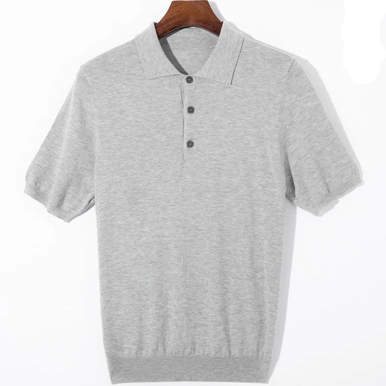 Silk wool polo t-shirt classic knitwear elegance - Antonios