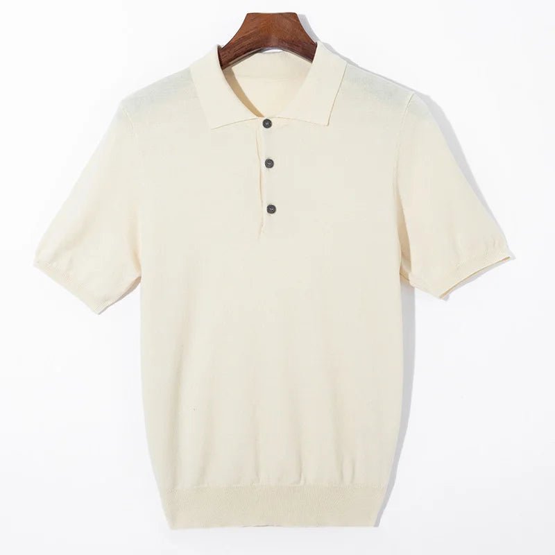 Silk wool polo t-shirt classic knitwear elegance - Antonios