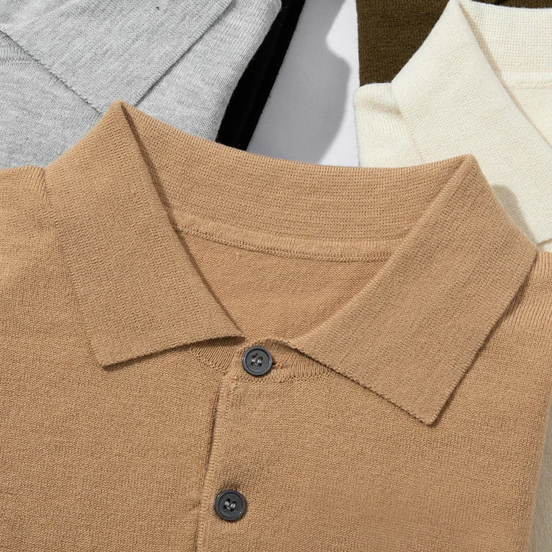 Silk wool polo t-shirt classic knitwear elegance - Antonios