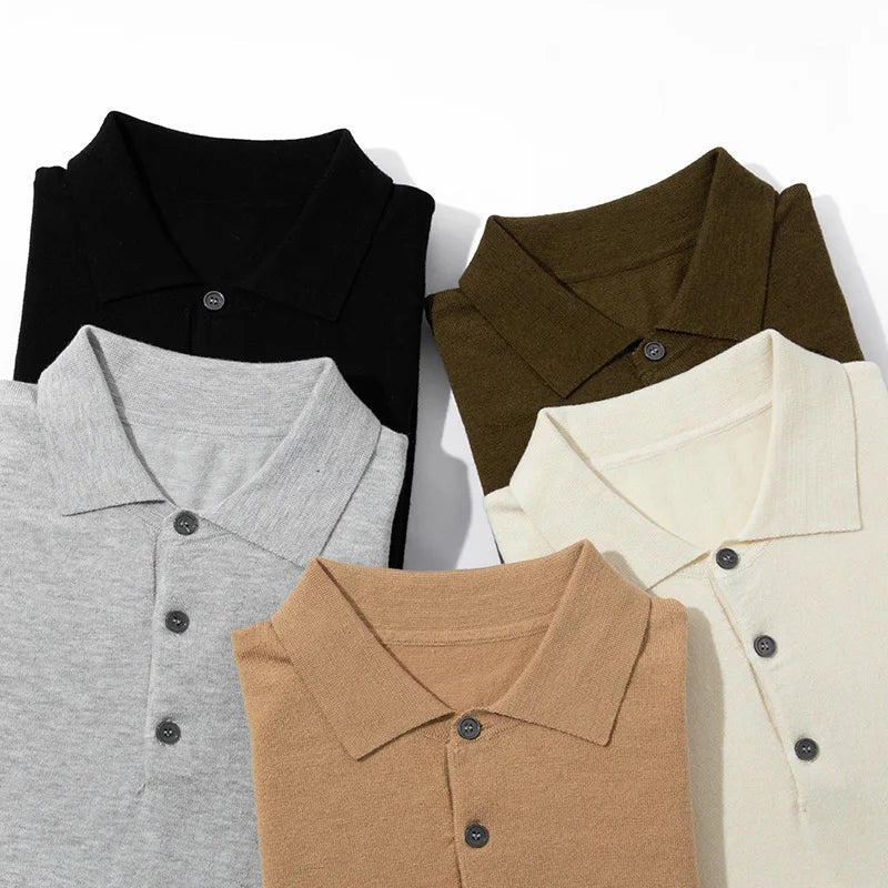 Silk wool polo t-shirt classic knitwear elegance - Antonios