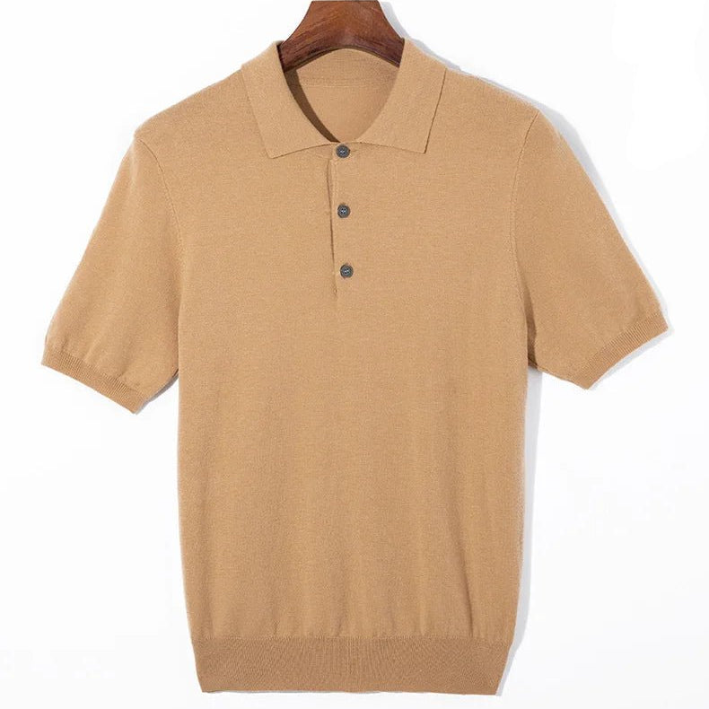 Silk wool polo t-shirt classic knitwear elegance - Antonios