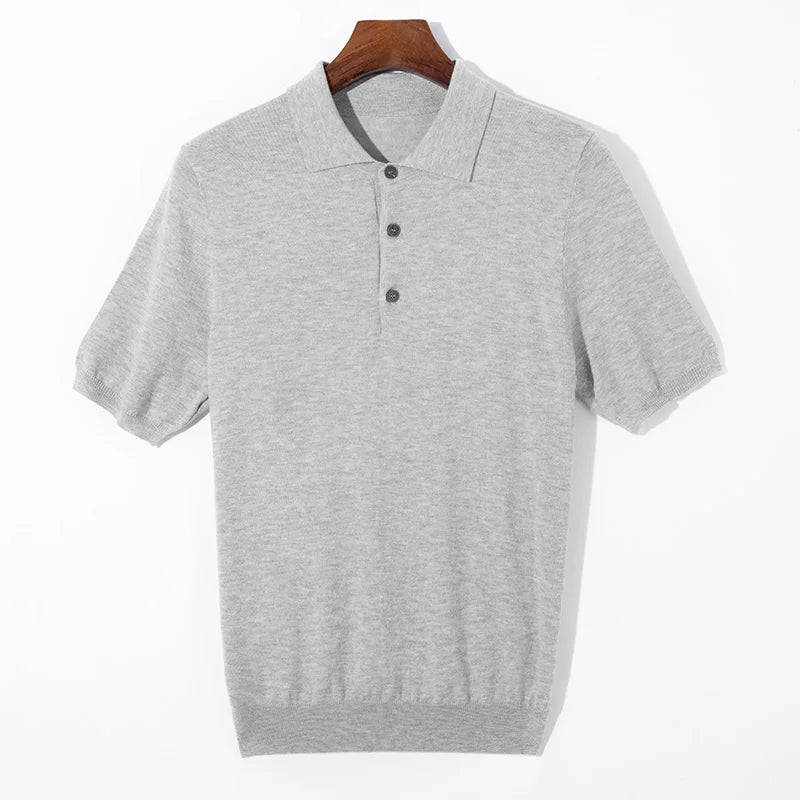 Silk wool polo t-shirt classic knitwear elegance - Antonios