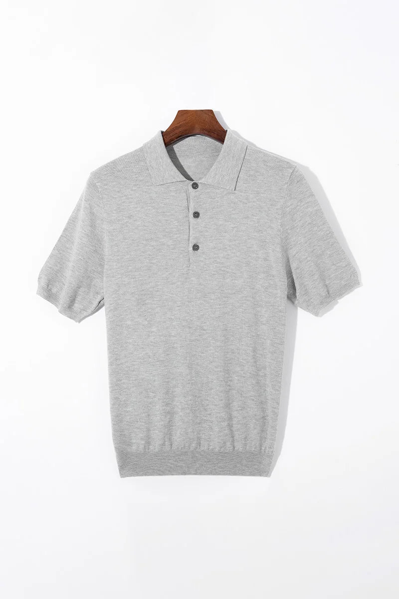 Silk wool polo t-shirt classic knitwear elegance - Antonios