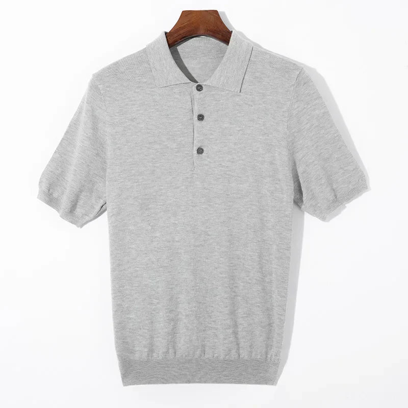 Silk wool polo t-shirt classic knitwear elegance - Antonios