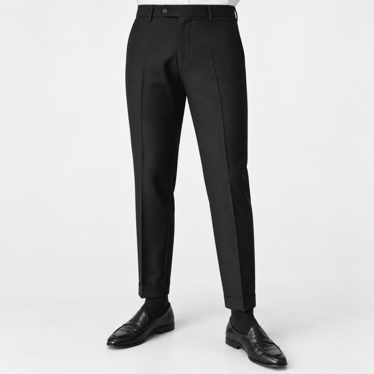 Slim fit ankle trousers - AntoniosClothing - Black