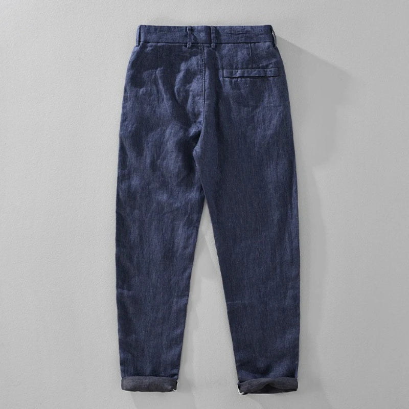 Slim - fit straight linen pants - Antonios