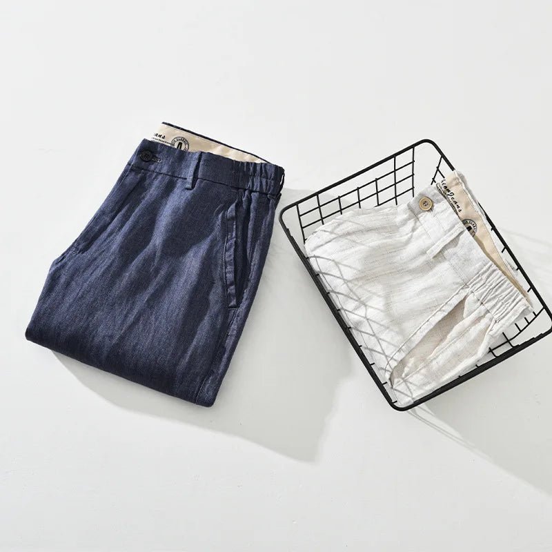 Slim - fit straight linen pants - Antonios