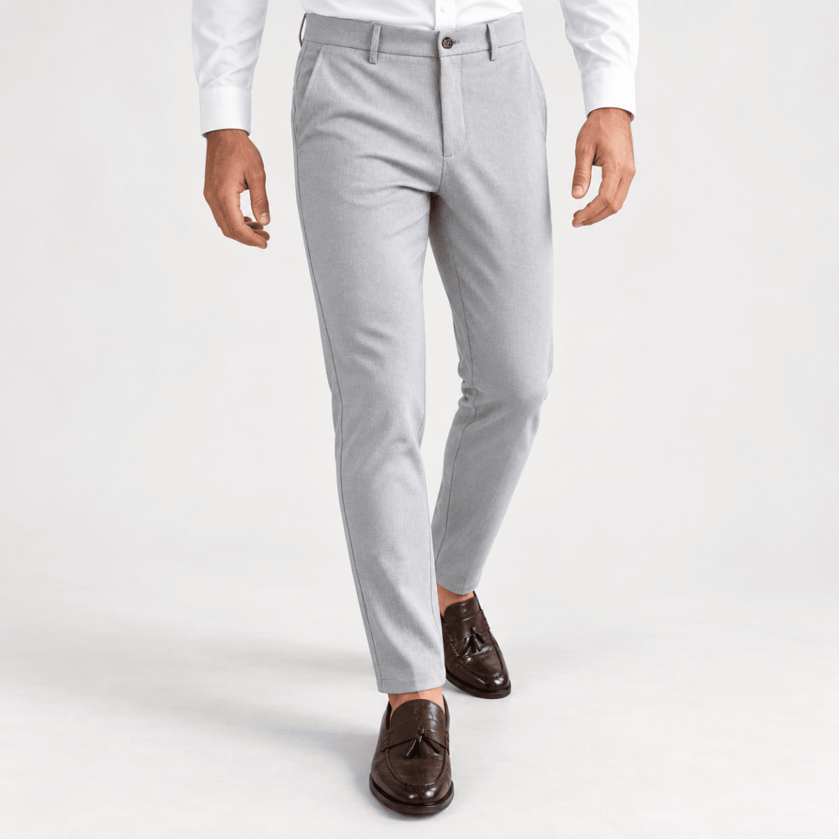 Slim fit stretch chinos - AntoniosClothing - Gray