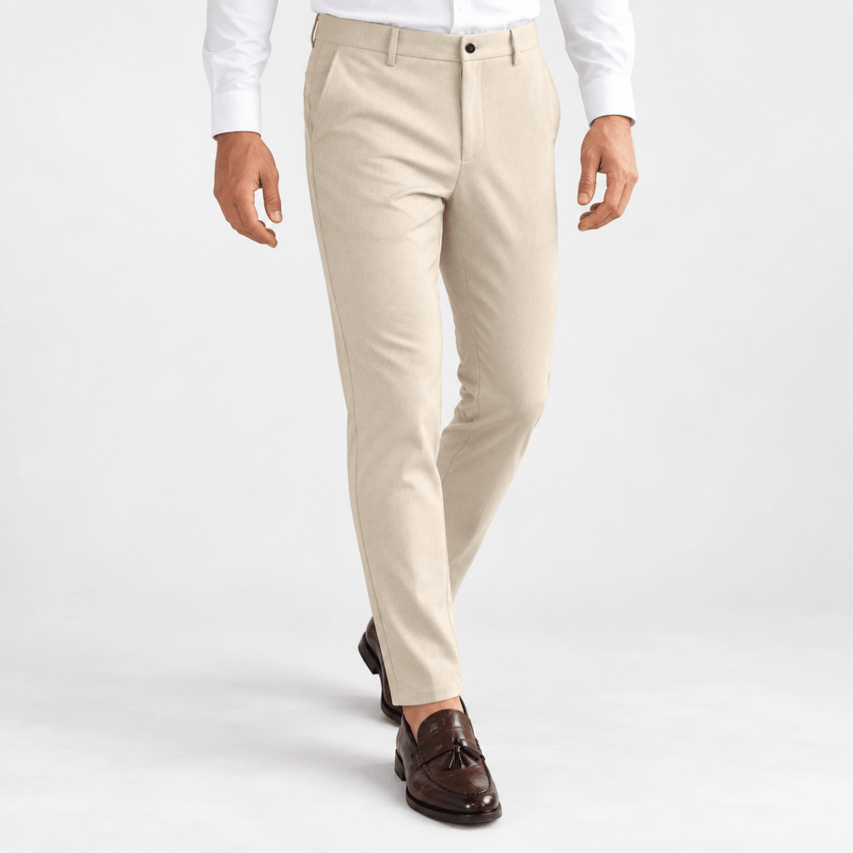 Slim fit stretch chinos - AntoniosClothing - Beige