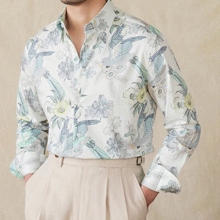 Soft cotton printed long - sleeved shirt - Antonios