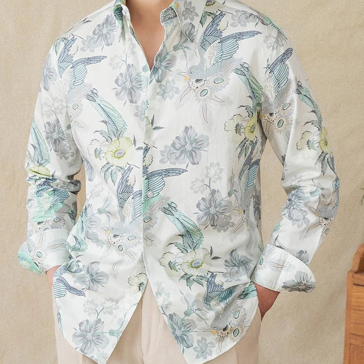 Soft cotton printed long - sleeved shirt - Antonios