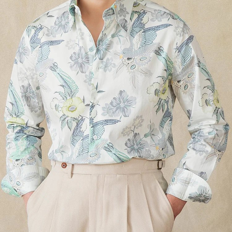 Soft cotton printed long - sleeved shirt - Antonios