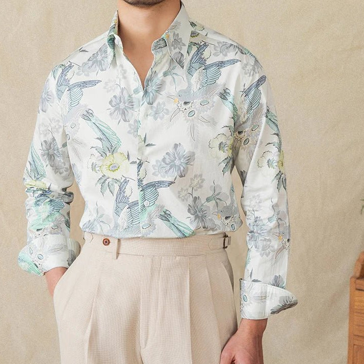 Soft cotton printed long - sleeved shirt - Antonios