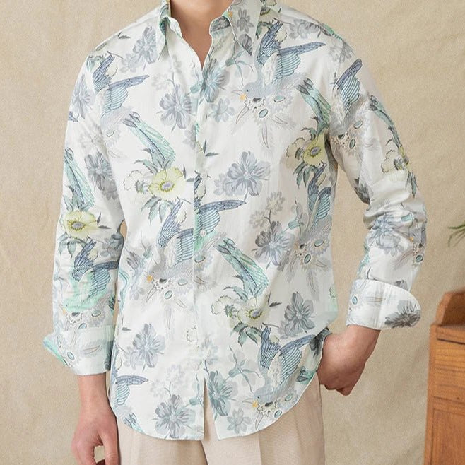 Soft cotton printed long - sleeved shirt - Antonios