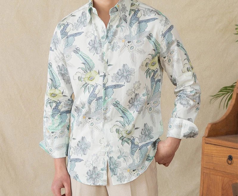 Soft cotton printed long - sleeved shirt - Antonios