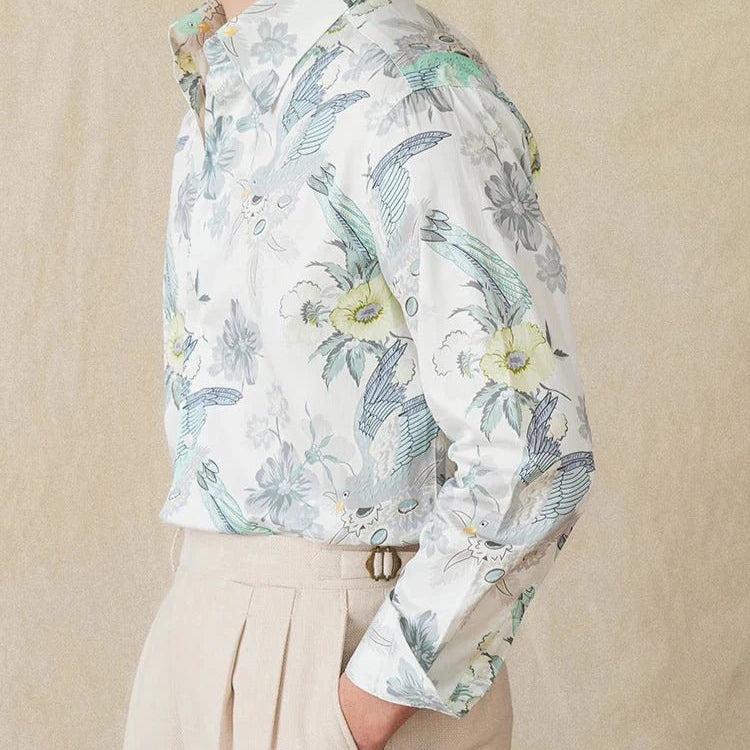 Soft cotton printed long - sleeved shirt - Antonios