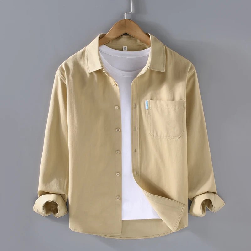 Spring solid color long sleeve loose fit lapel button - up - Antonios