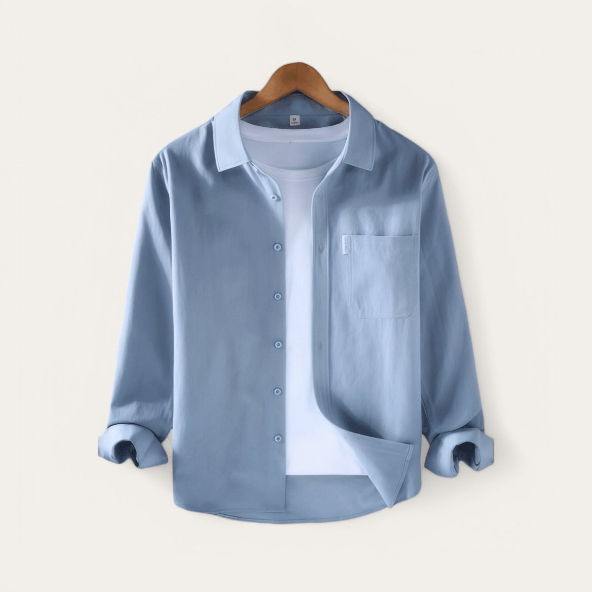 Spring solid color long sleeve loose fit lapel button - up - Antonios