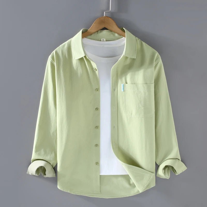 Spring solid color long sleeve loose fit lapel button - up - Antonios