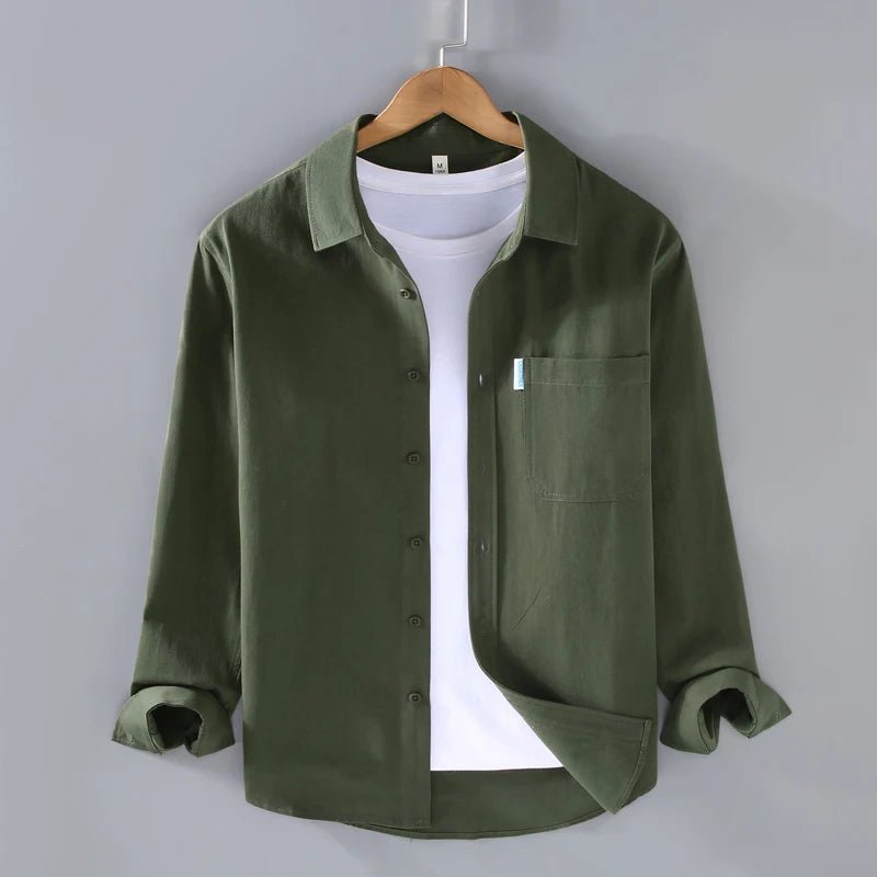 Spring solid color long sleeve loose fit lapel button - up - Antonios