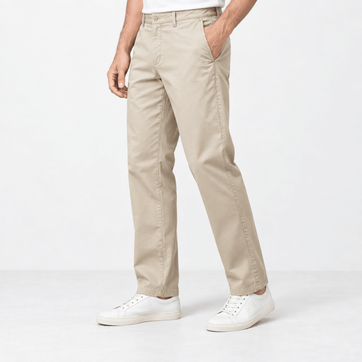 Straight leg cotton utility trousers - AntoniosClothing - Light khaki