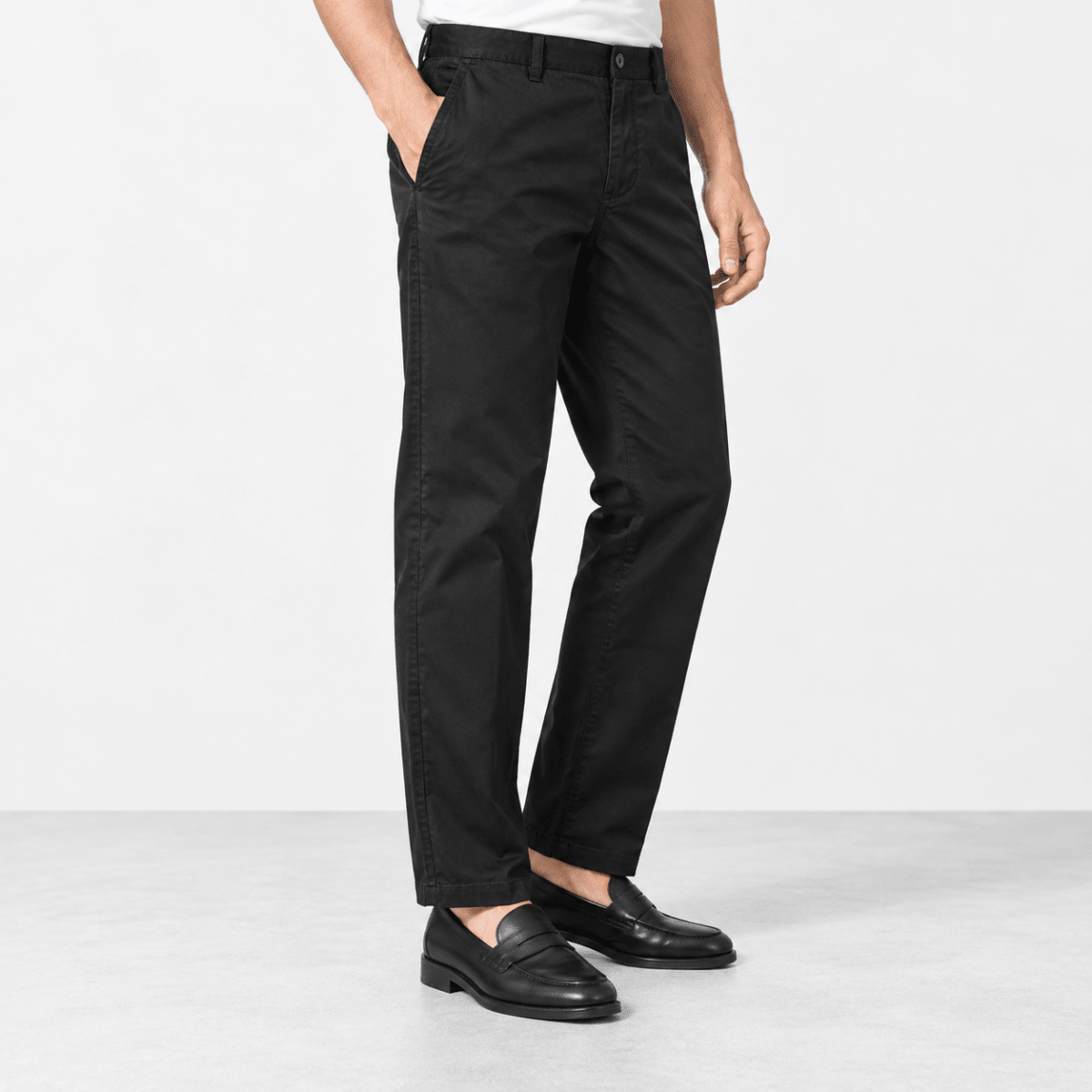 Straight leg cotton utility trousers - AntoniosClothing - Black