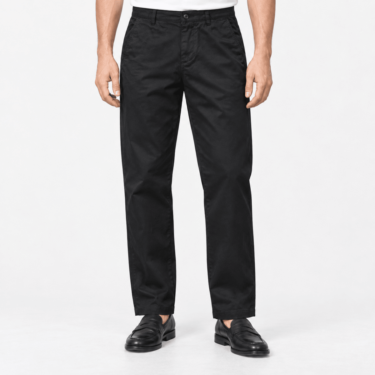 Straight leg cotton utility trousers - AntoniosClothing - Black