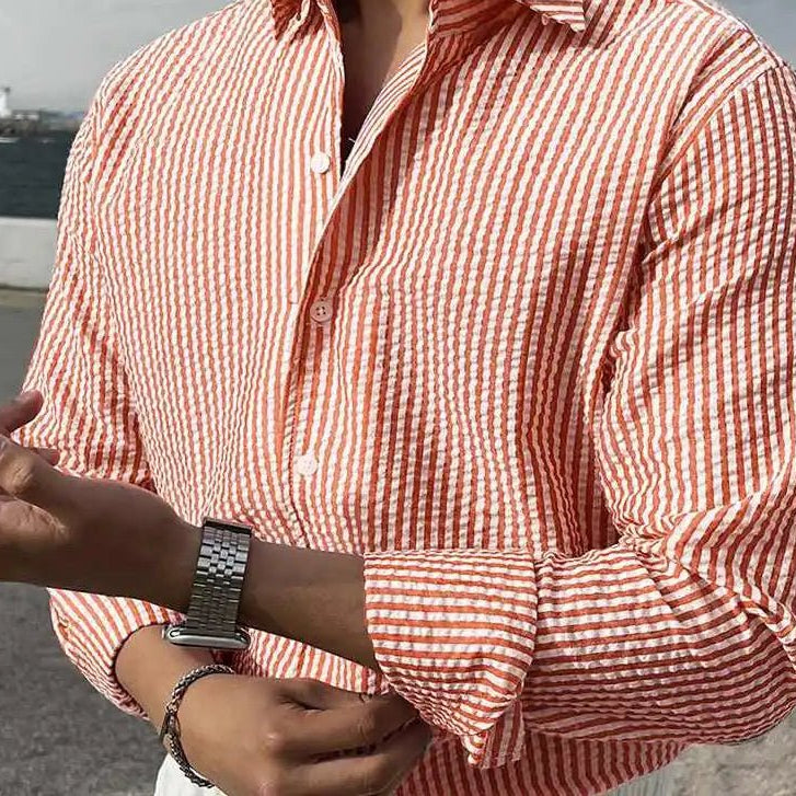 Streetwear summer long - sleeve shirt with stripes - Antonios